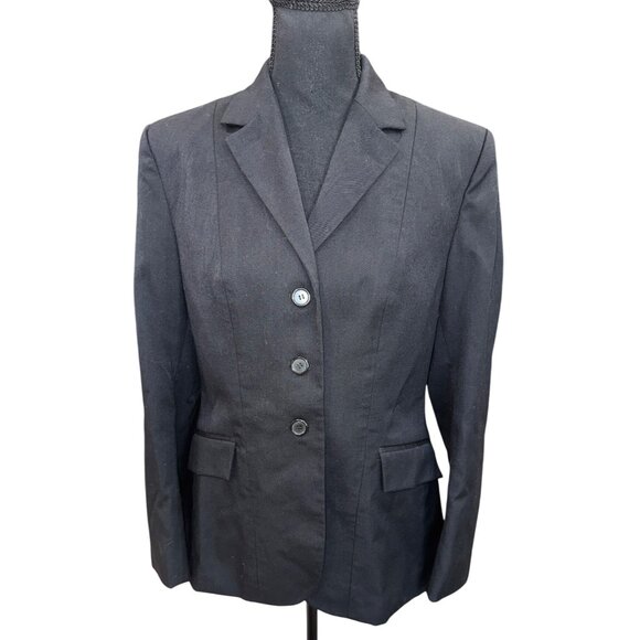 Triumph Black Riding Jacket Hunt Coat Equestrian Blazer Sz 12 Cotton Minimalist - Picture 1 of 11